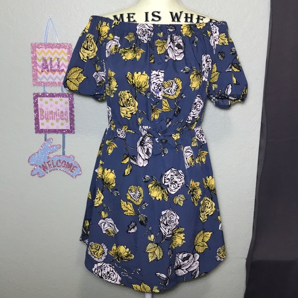 Blush Dresses & Skirts - Blue w/Yellow and White flower Print Dress